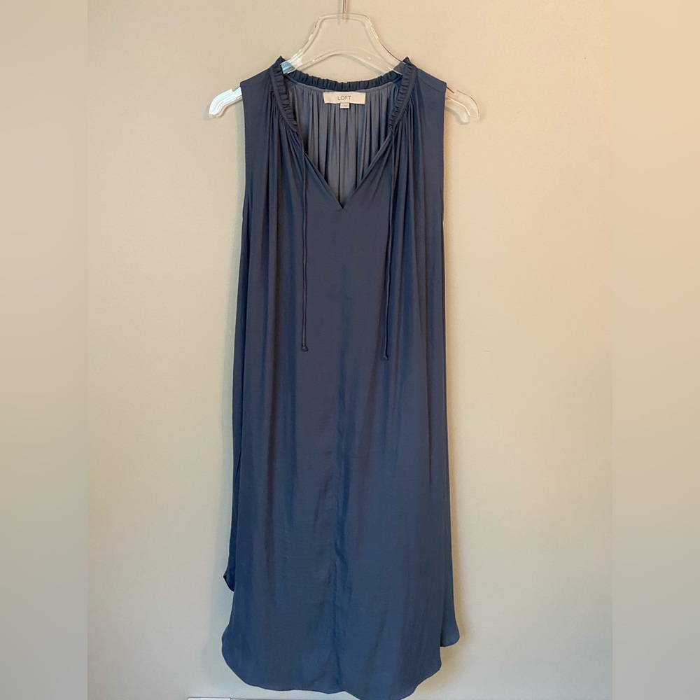 LOFT Sleeveless Steel Gray/Blue Dress | Sz Sm